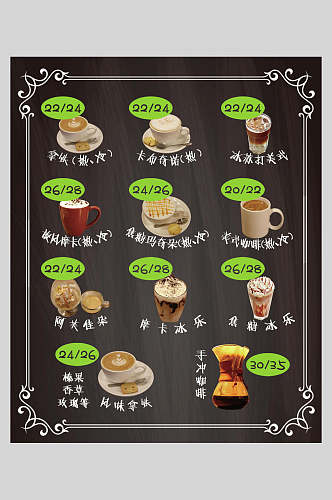 创意饮品咖啡店菜单价目表海报
