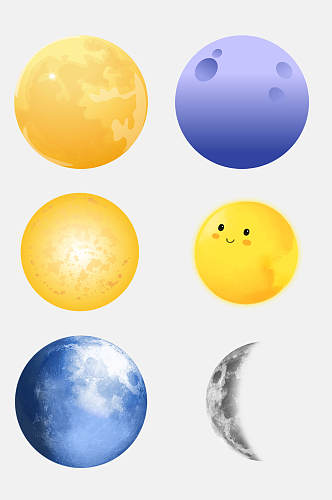 可爱月亮月球免抠元素设计素材