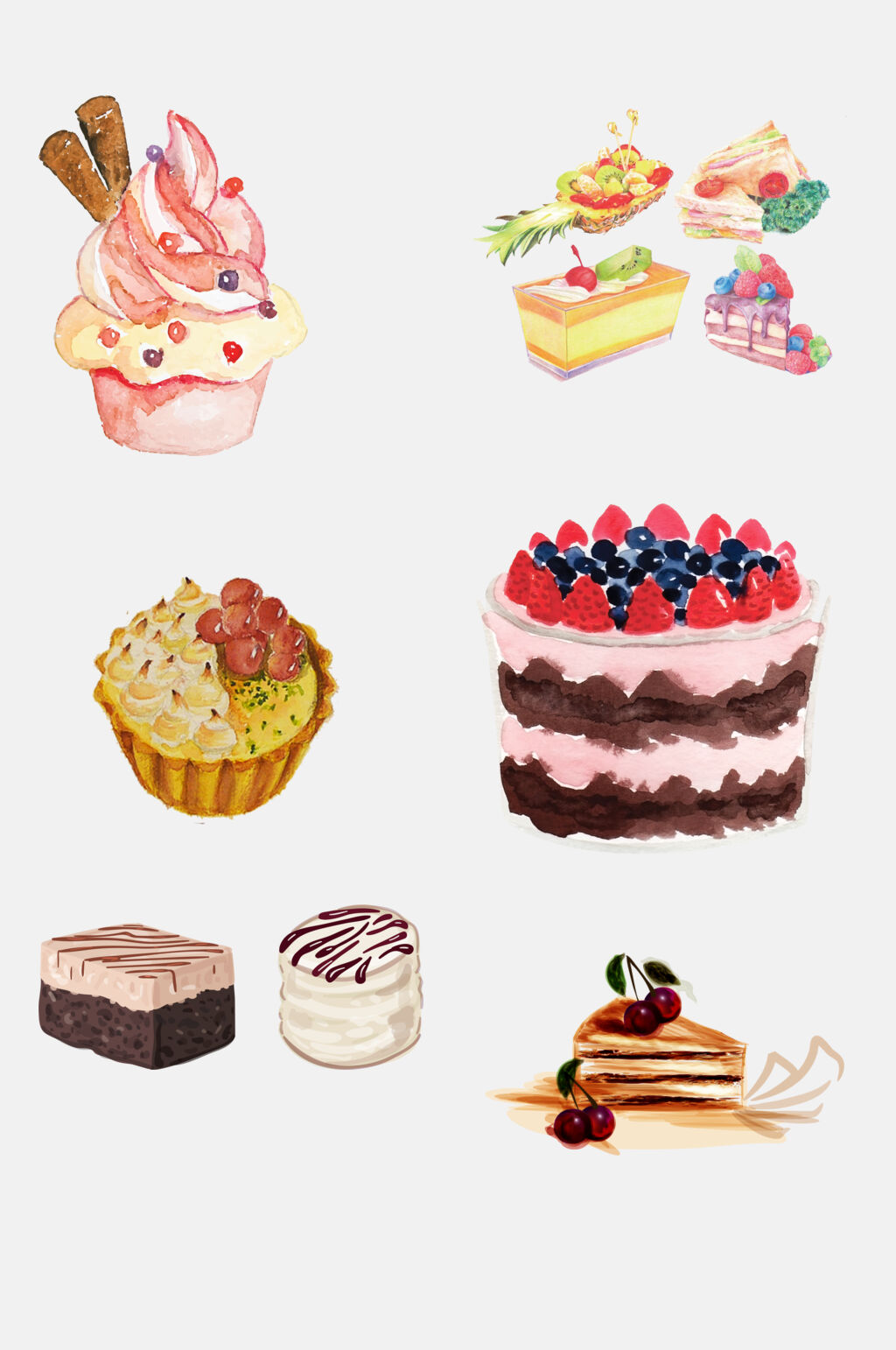 烘焙手绘蛋糕免抠元素素材