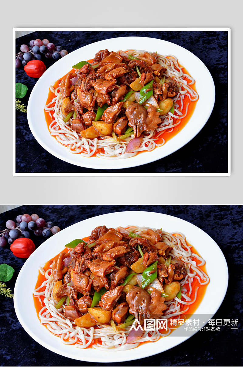 新疆大盘鸡套餐美食图片素材