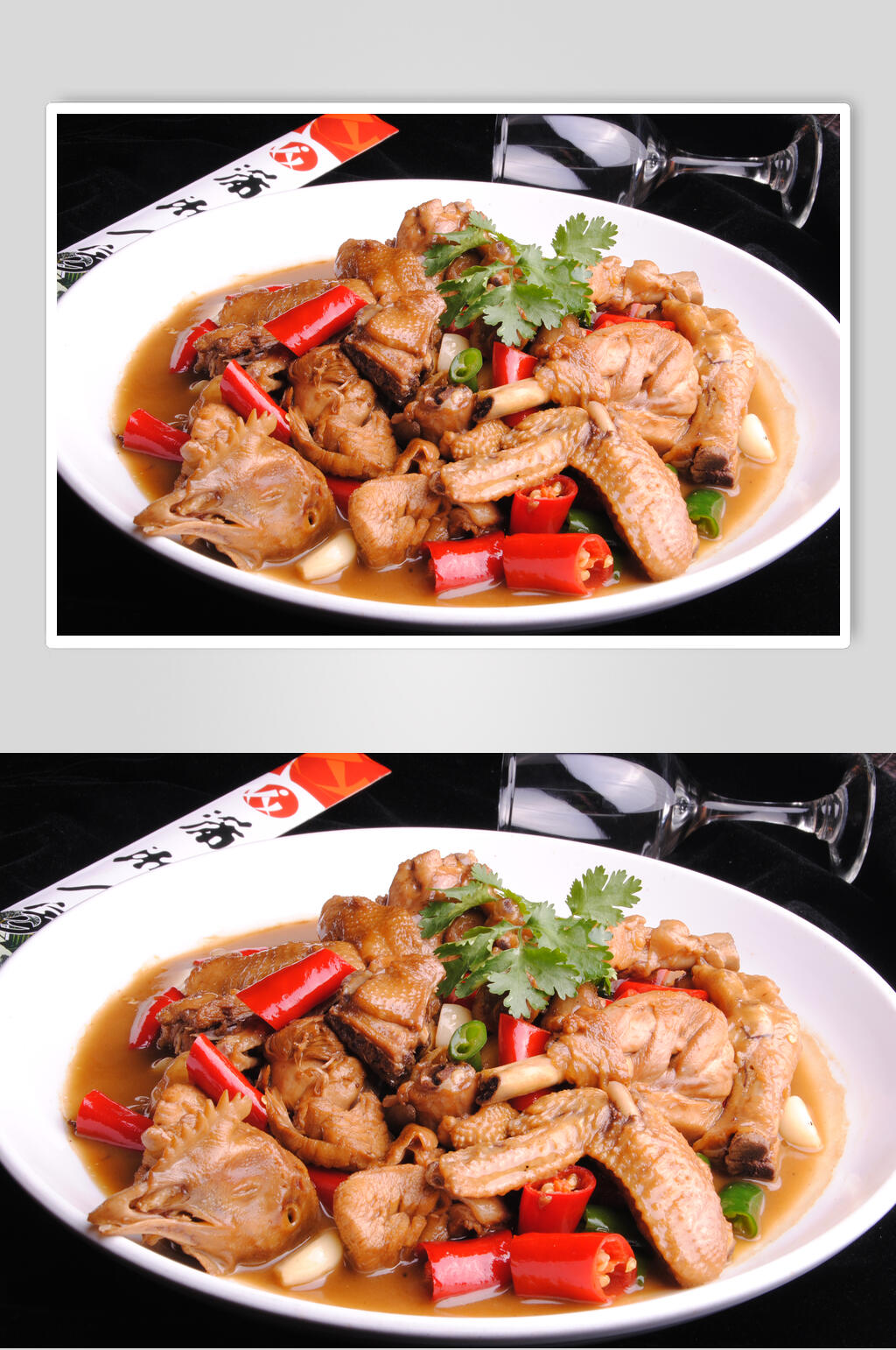 香锅辣味大盘鸡美食摄影图素材