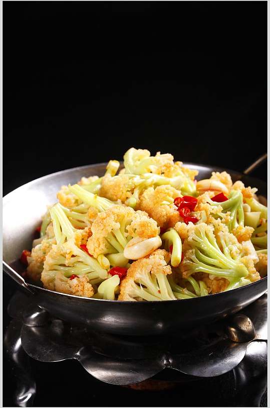 干锅花菜美食食品特写高清图片
