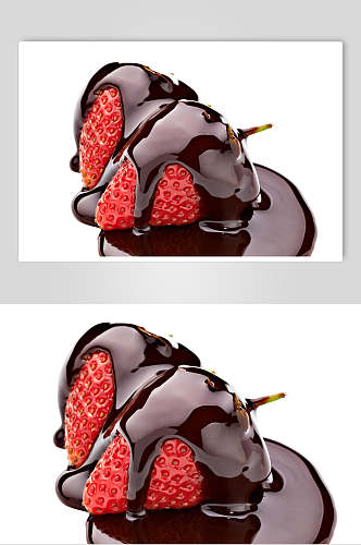 超清微距巧克力草莓美食果摄影图