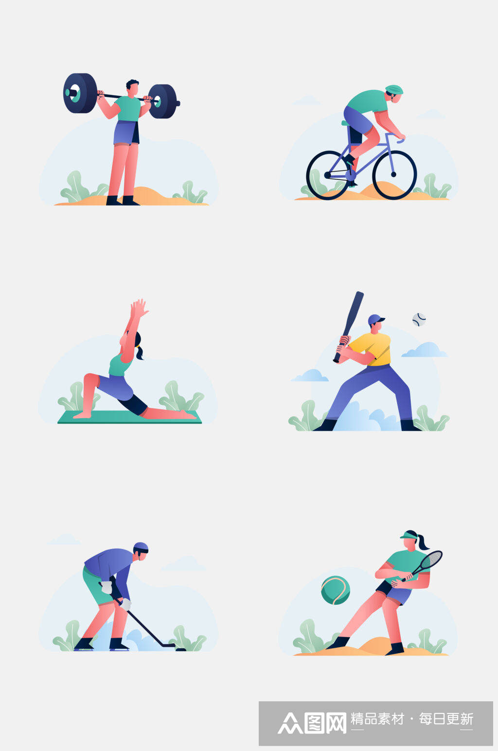 扁平风运动人物元素素材