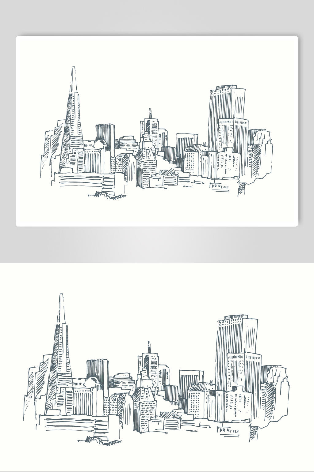 素描城市建筑元素素材素材