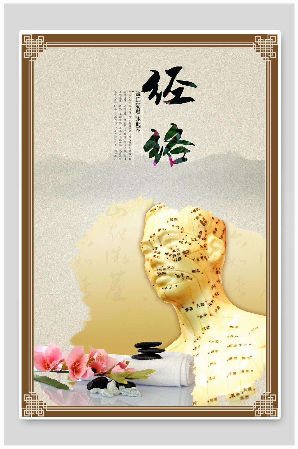 简约中医经脉淤堵海报素材
