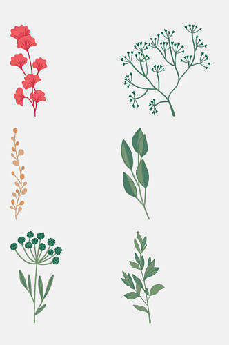 手绘画植物花草免抠元素素材