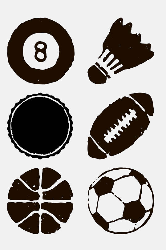 手绘羽毛球足球球类用品免抠元素