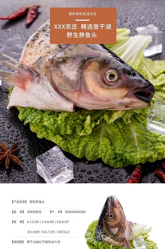 野生胖头鱼食品电商详情页设计