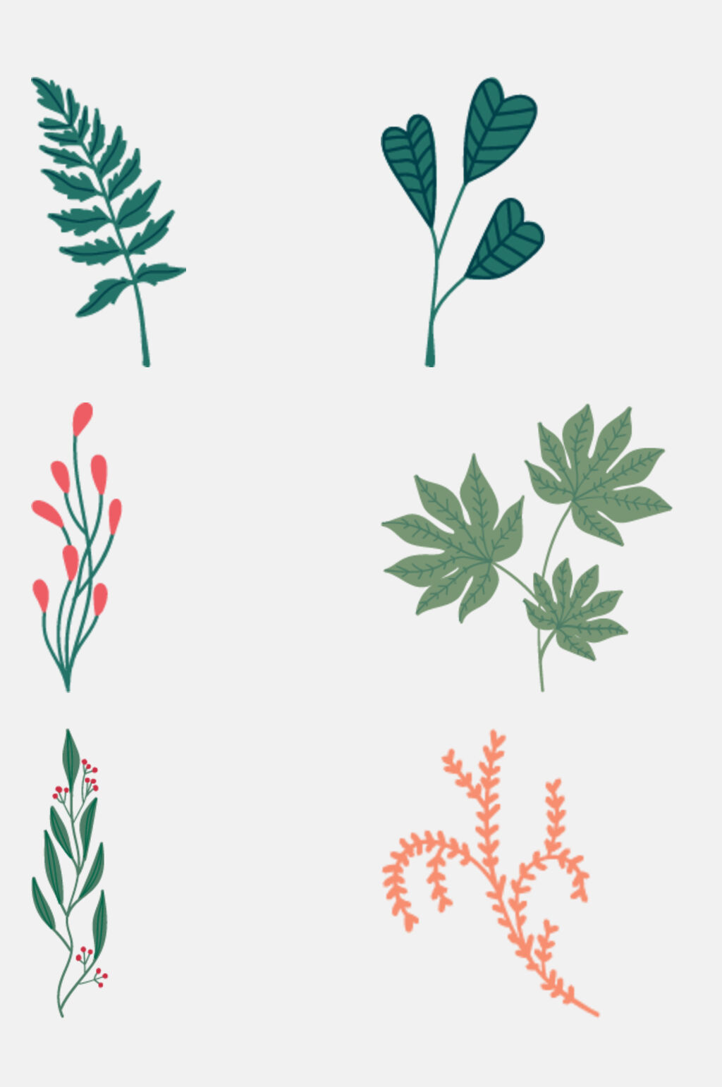手绘画中草药植物花草元素素材素材