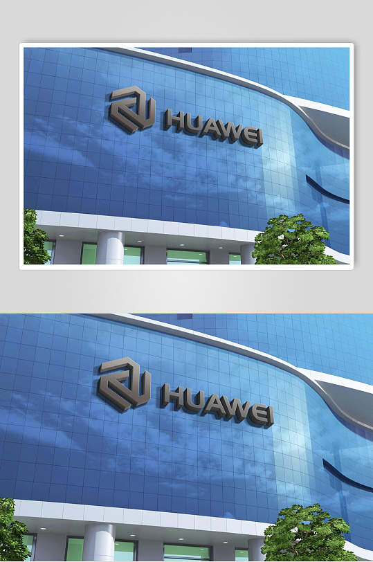 户外玻璃墙前台背景墙样机效果图-众图网