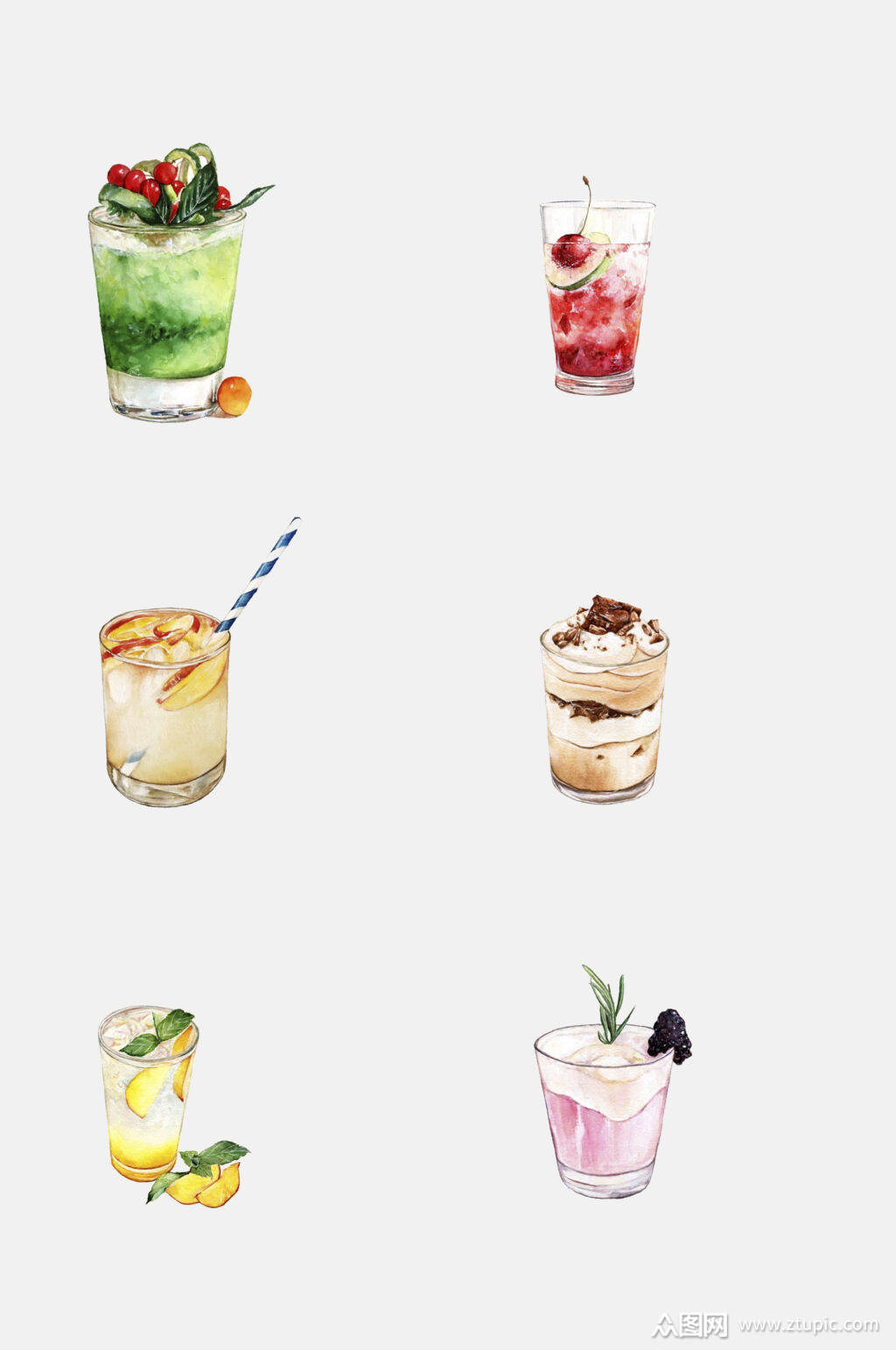 手绘夏天冷饮店饮品png免抠素材