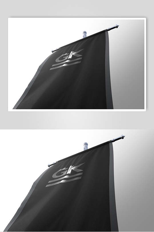 户外黑色LOGO展示道旗海报样机效果图
