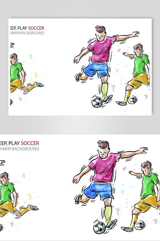 手绘运动员足球运动矢量设计元素