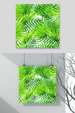 清新热带雨林植物插画素材