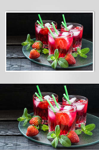 红色草莓汁果汁摄影图