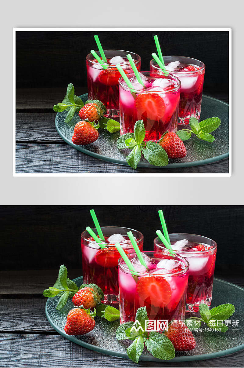 红色草莓汁果汁摄影图素材