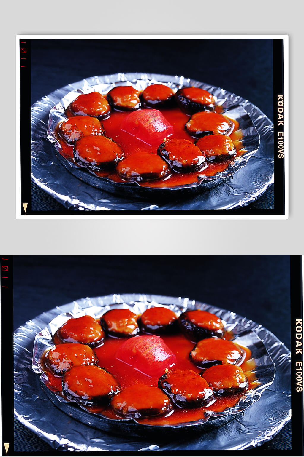 铁板煎酿鲜菇食品高清图片素材