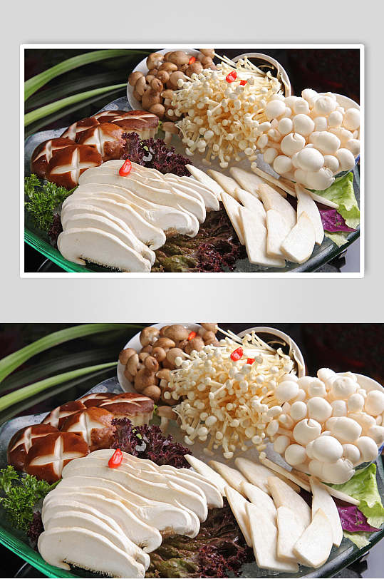锦绣菌菇拼盘美食摄影图片