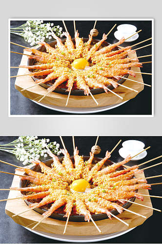 招牌铁板黄蜂虾餐饮高清图片