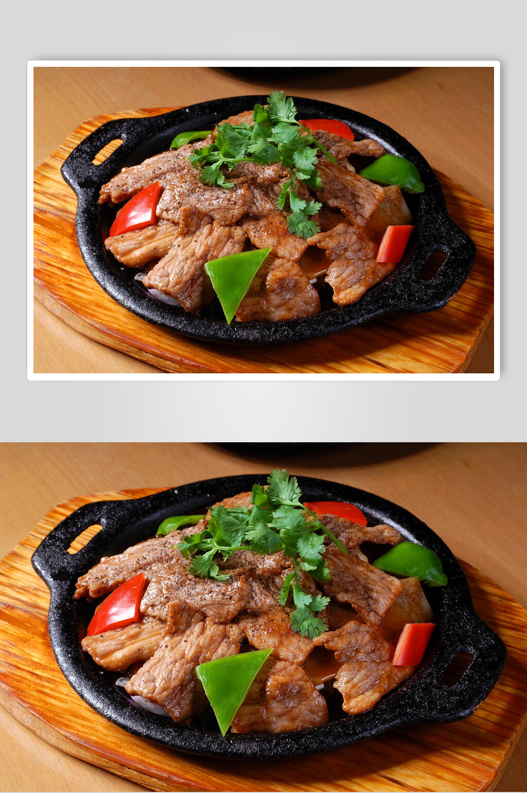 铁板烧铁板猪肉食品摄影图片素材
