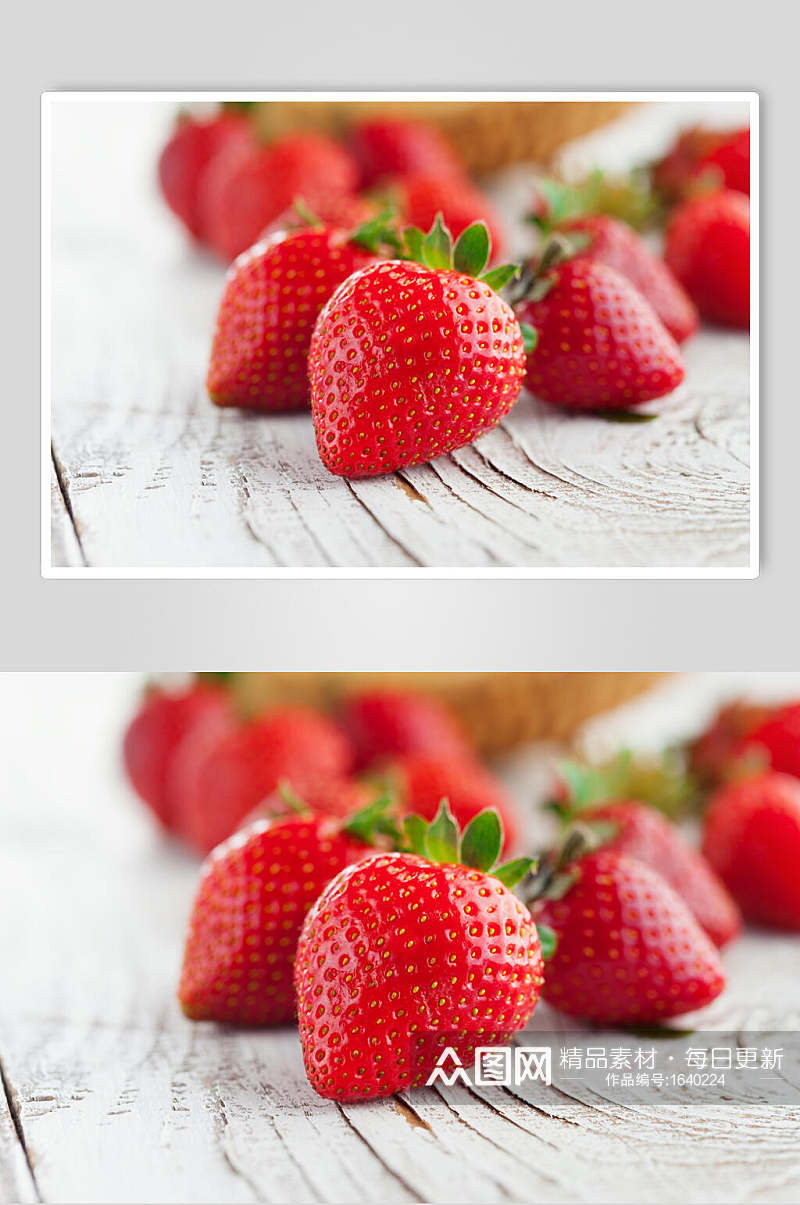 桌子上的草莓超清摄影素材