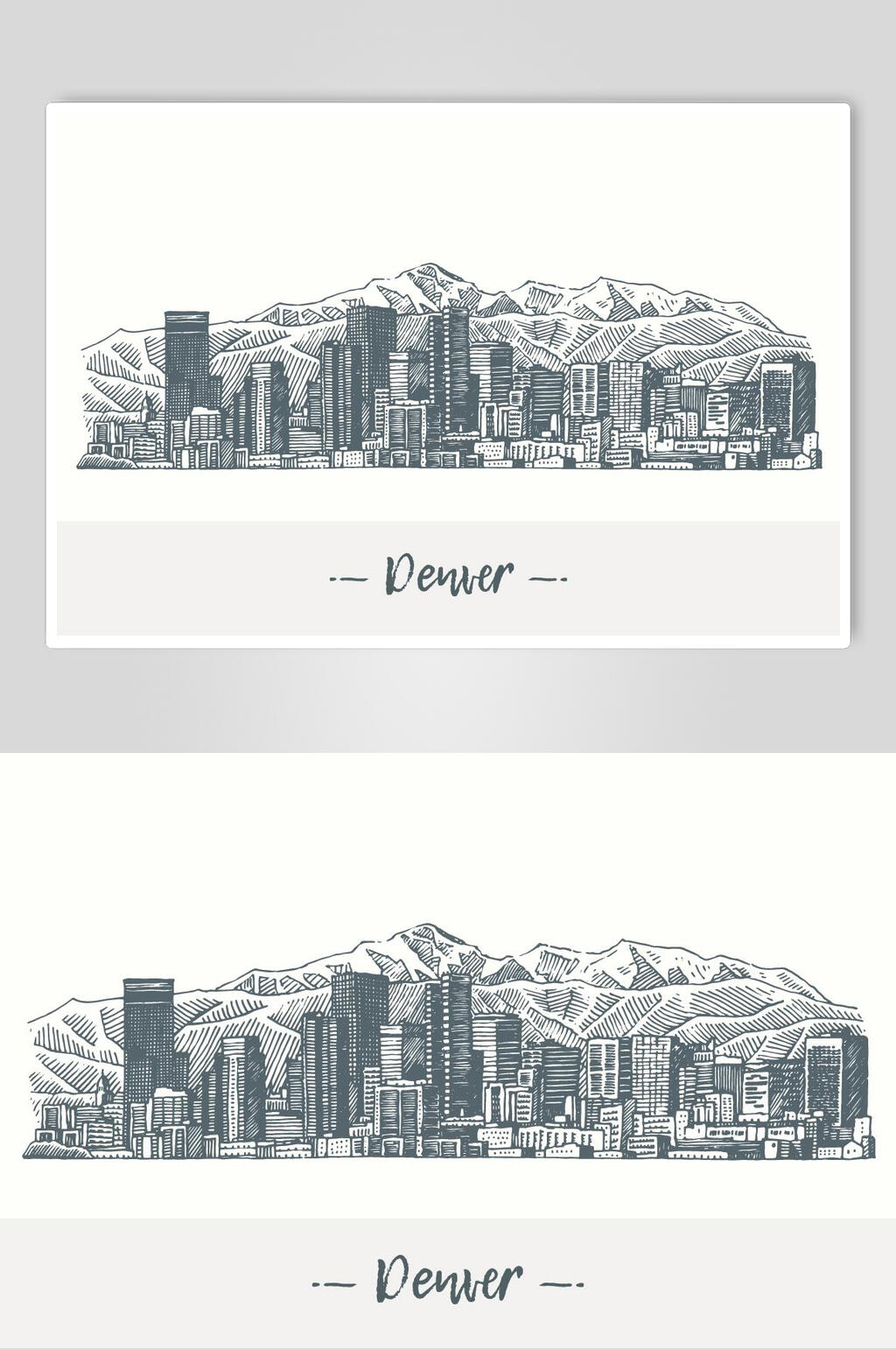 简约灰色素描城市建筑素材素材