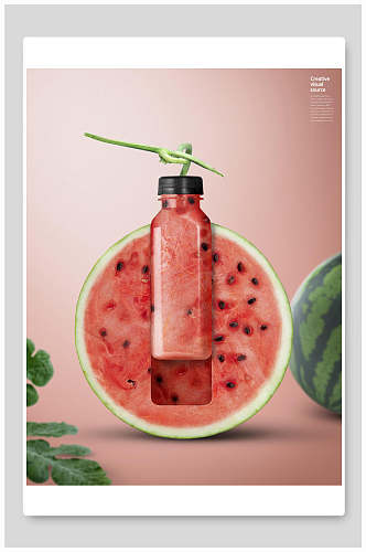 西瓜水果创意海报