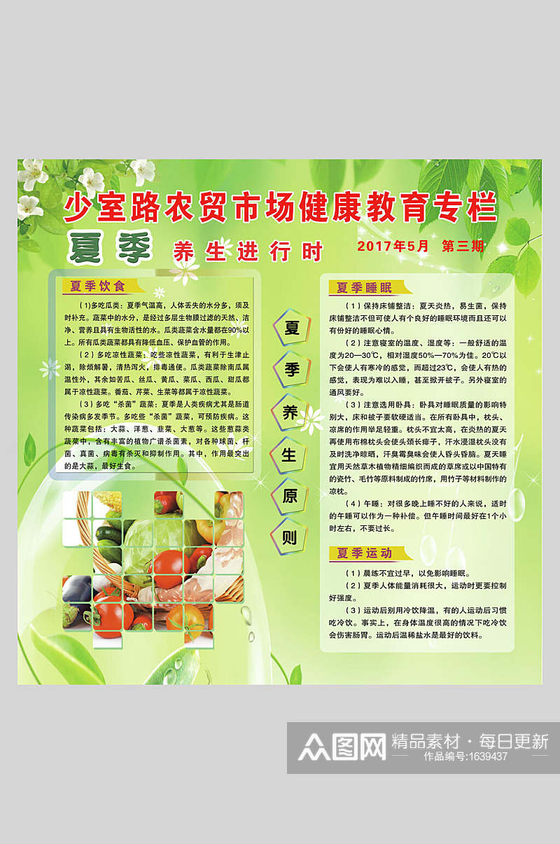 健康绿色农贸市场健康教育宣传栏展板海报素材