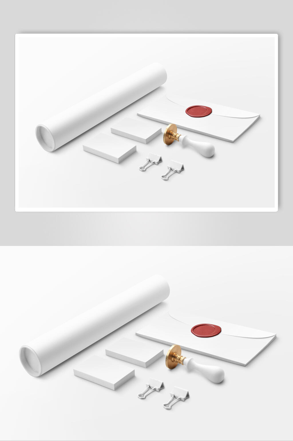 白色简约名片信封样机素材