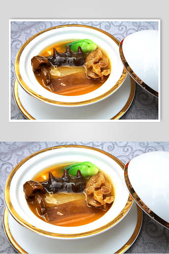 新鲜燕鲍翅类松茸四宝美食高清图片