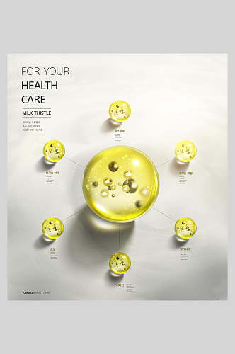 黄色水分子结构海报