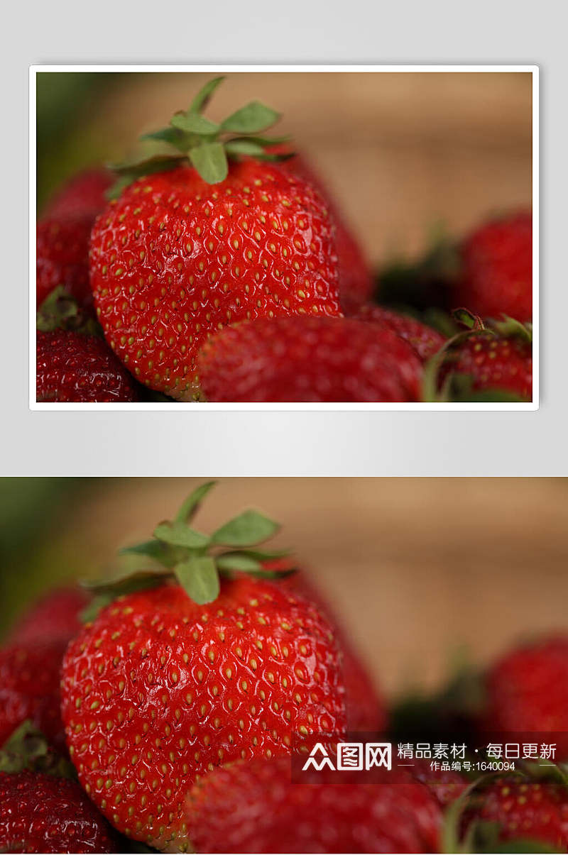 超清 草莓 近景 摄影图素材