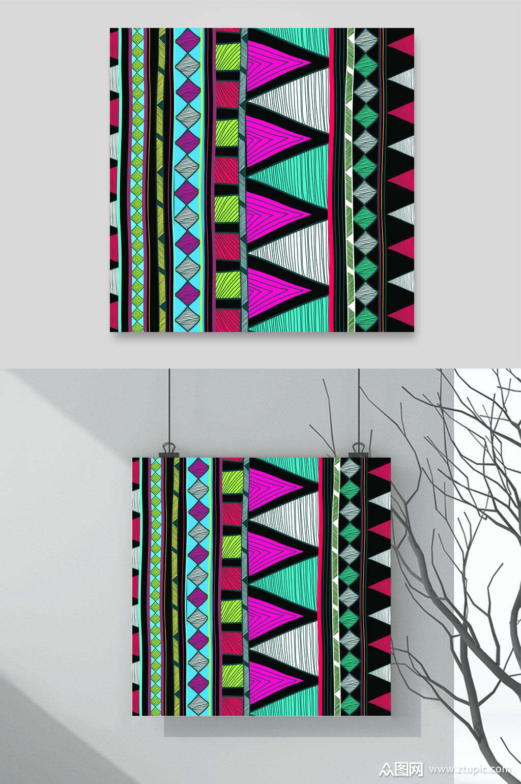 经典民族风花纹图案矢量元素素材