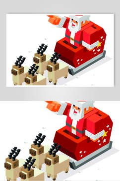 机器人圣诞节老人插画元素素材