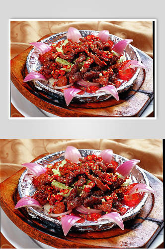 铁板泰椒牛柳餐厅美食高清图片