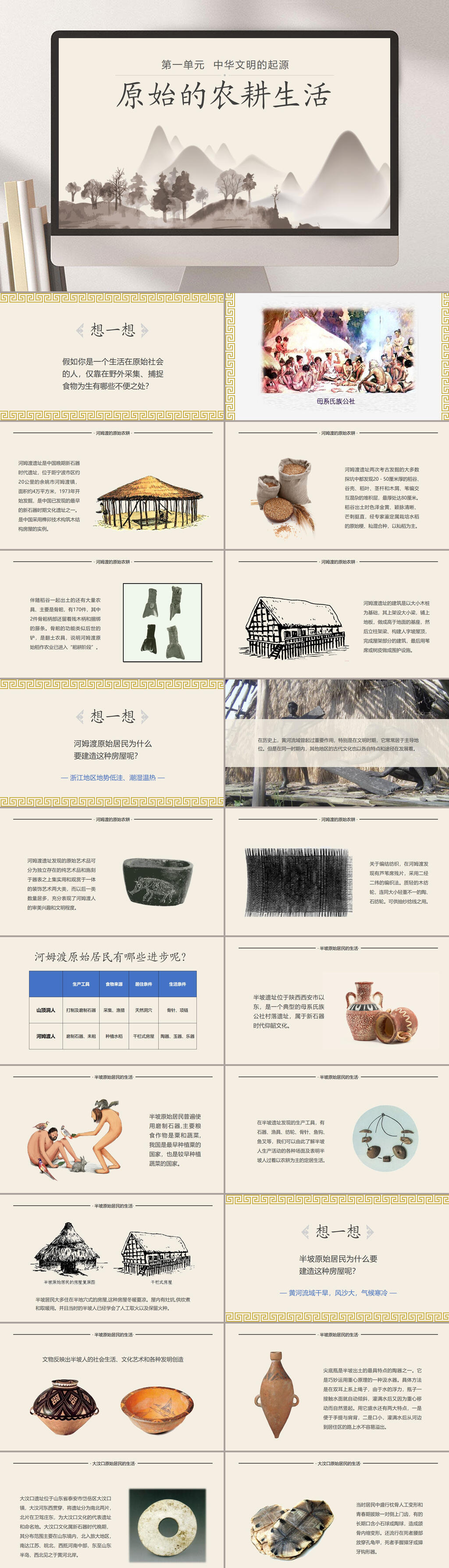 原始的农耕生活科普PPT素材