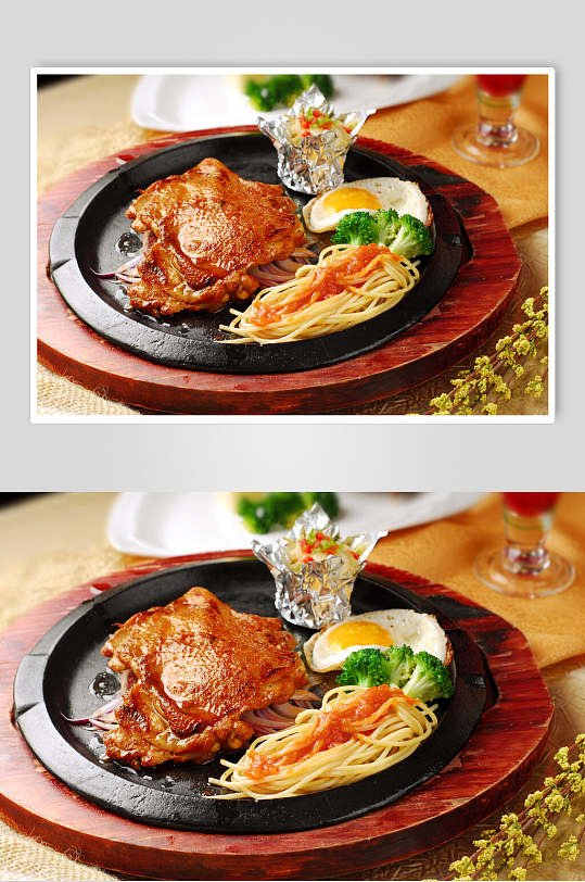 铁板肉扒系列阿伦西亚香煎鸡扒餐饮高清图片
