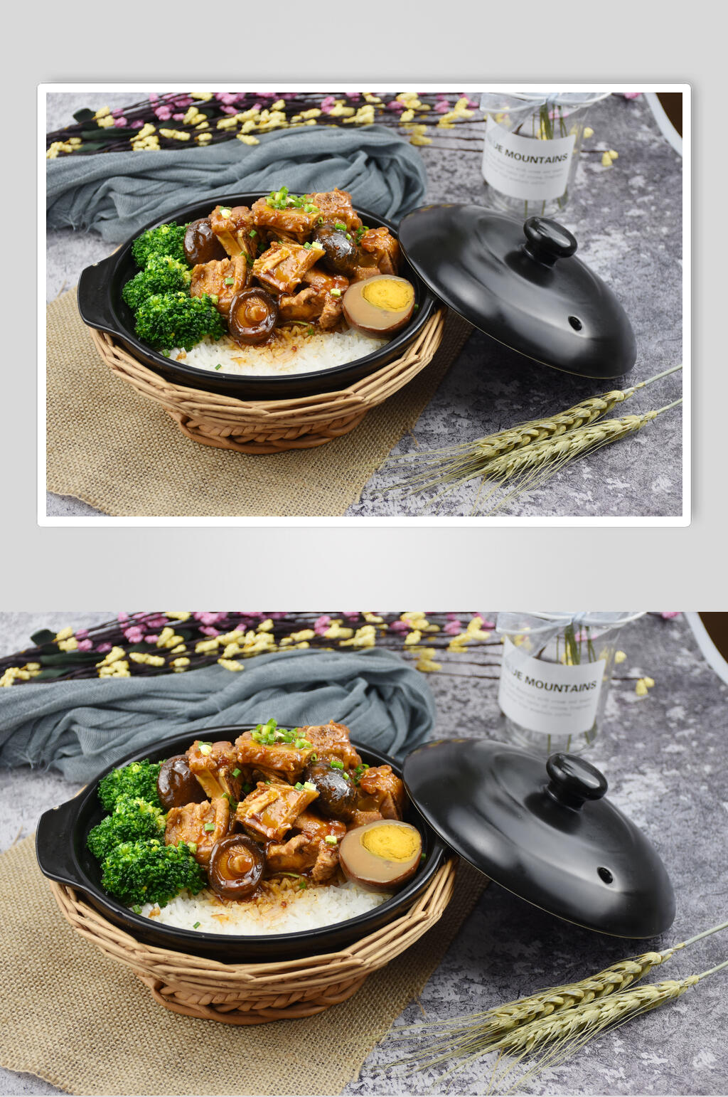 高清香菇滑鸡煲仔饭美食图片素材