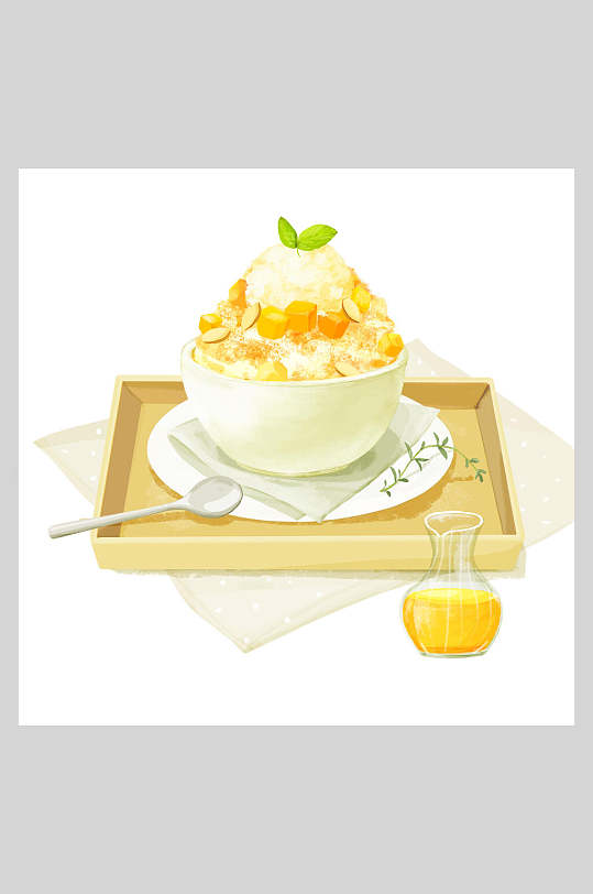 美食芒果甜品插画素材