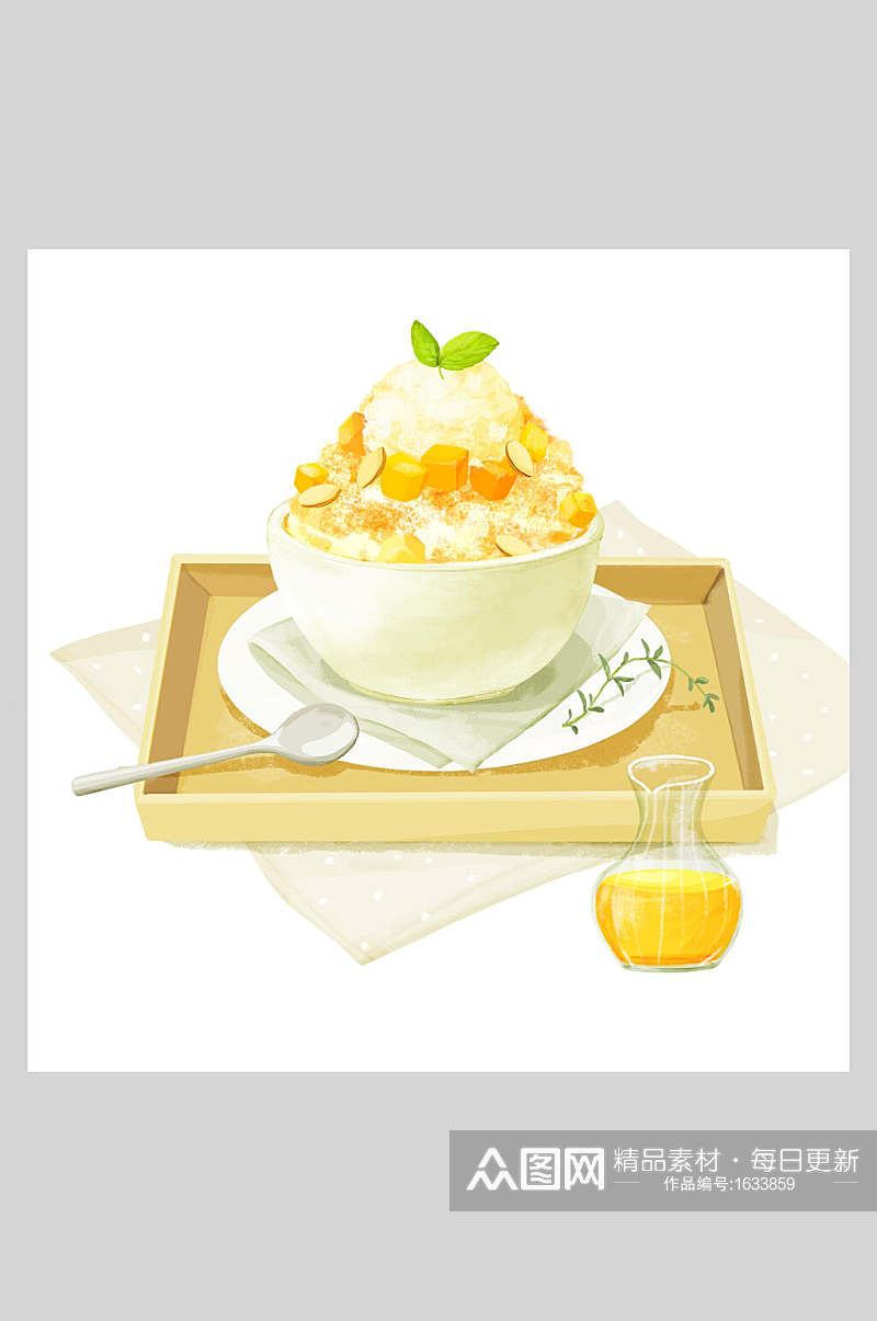 美食芒果甜品插画素材素材