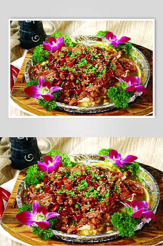 美味铁板蒙古牛肉美食高清摄影图片