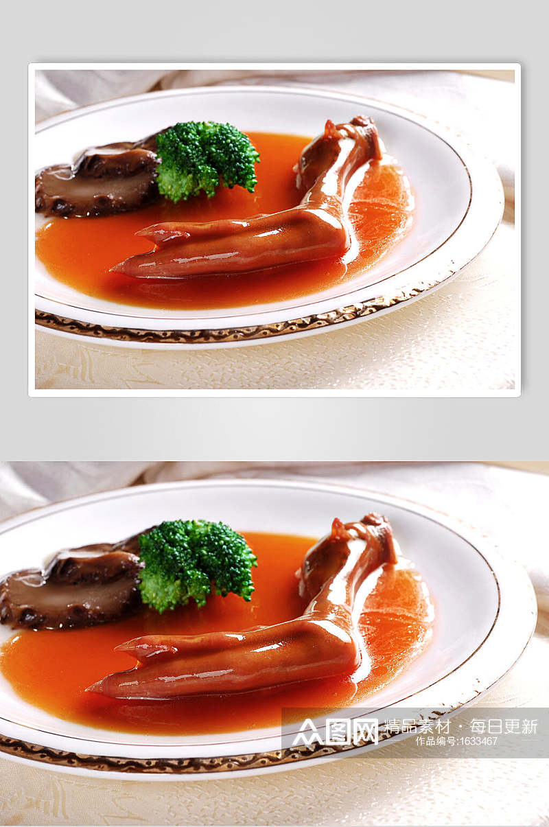 新鲜燕鲍翅鲍汁花菇扣鹅掌餐饮美食图片素材