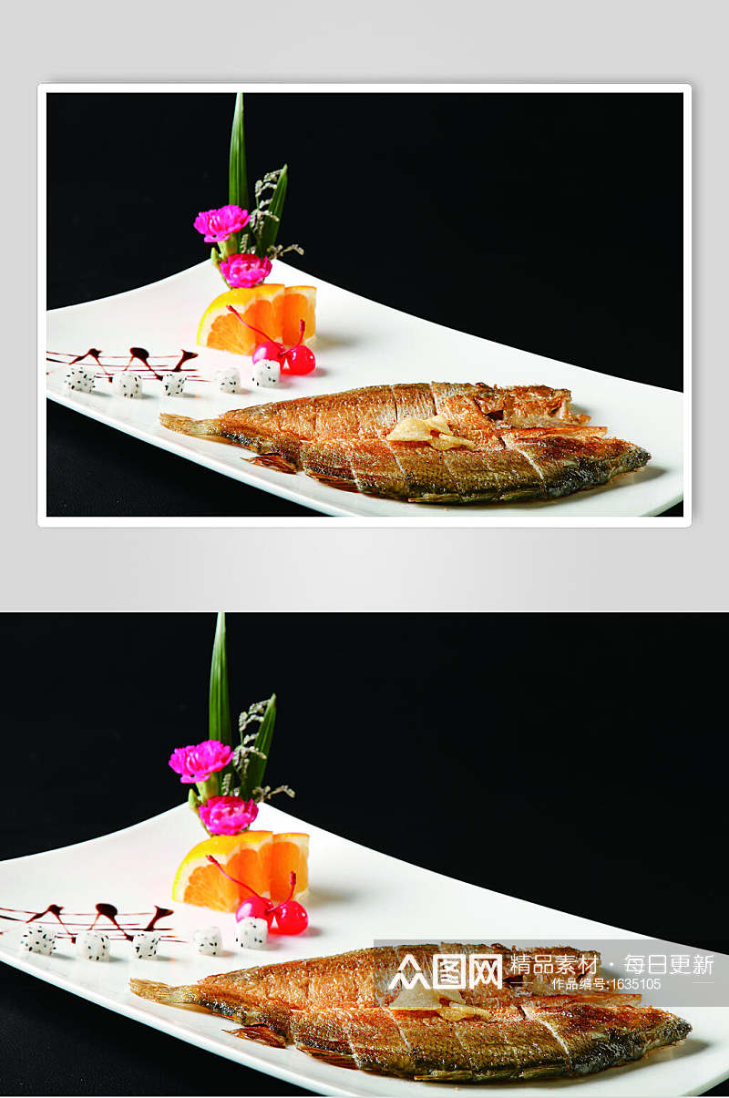日式铁板烧黄花鱼餐饮高清图片素材