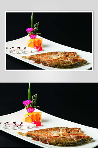 日式铁板烧黄花鱼餐饮高清图片