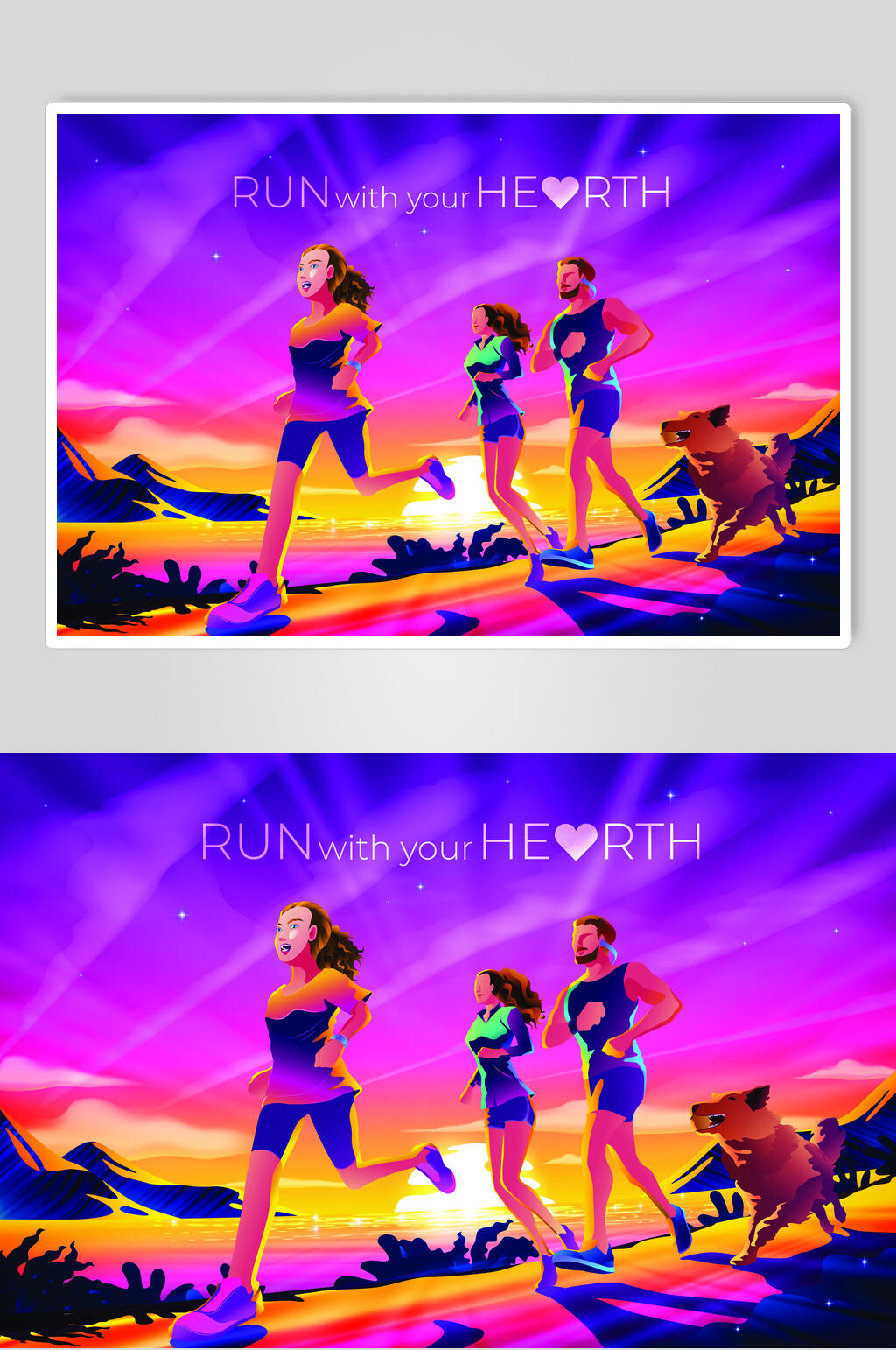 炫彩渐变VR科技运动插画素材素材