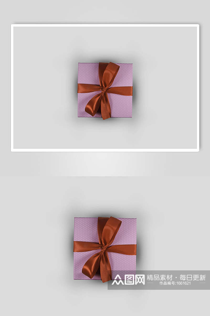紫色礼盒包装样机效果图素材