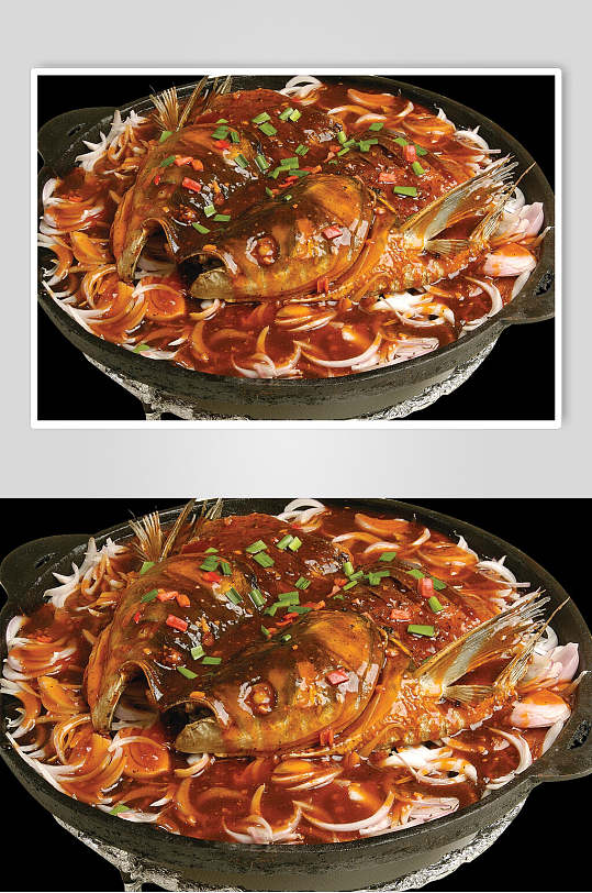 铁板黑椒鱼头王餐厅美食高清图片