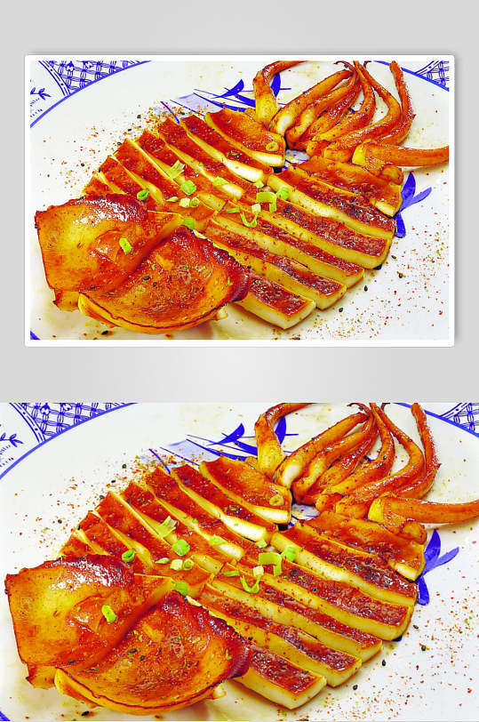 日式铁板煎鱿鱼美食高清摄影图片