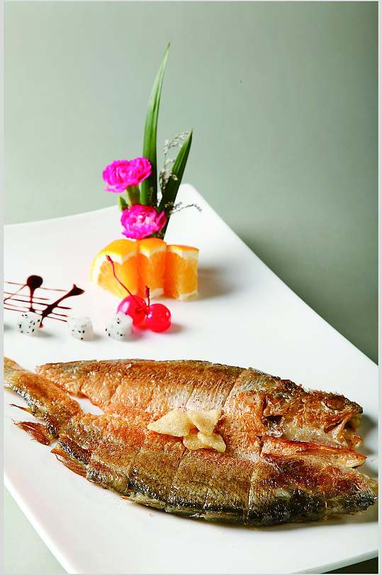 日式铁板烧黄花鱼餐饮高清图片